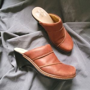 Softspots | Brown Leather Mule Clog Heel Slide 8.5